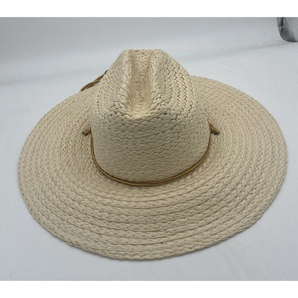 goodfellow&co natural straw wide-brim hat with gold cord band